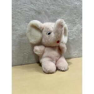 Vintage ACME Premium Pink Elephant Plush Korea Stuffed Animal